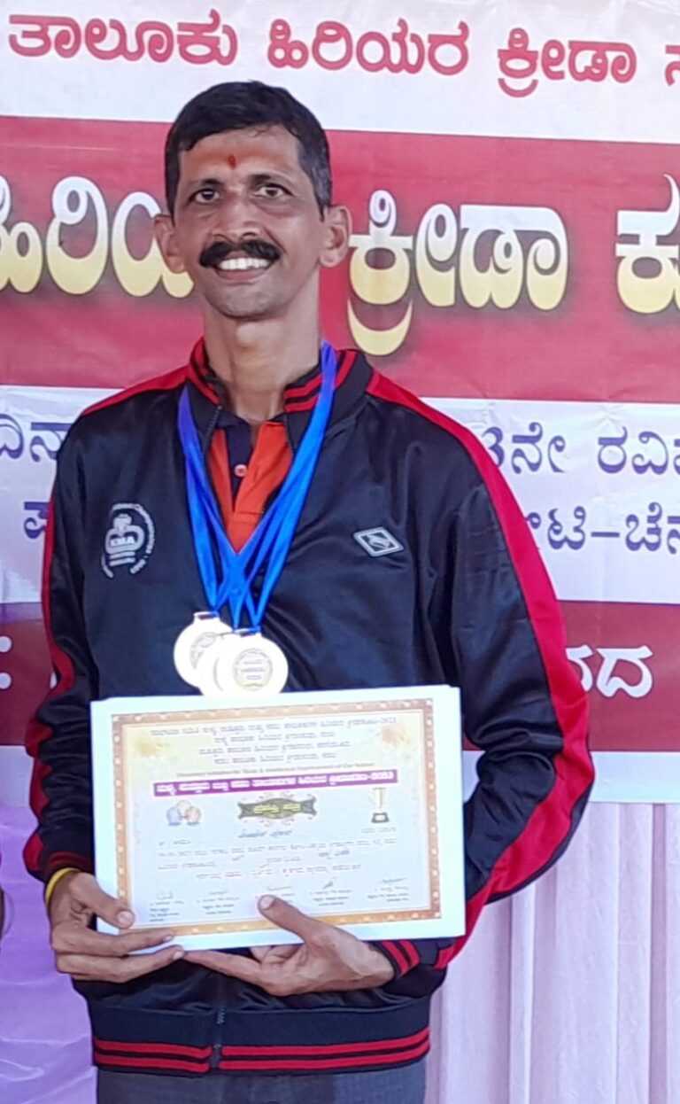 <em>ಮಾಸ್ಟರ್ಸ್ ಅಥ್ಲೆಟಿಕ್ಸ್ ನಲ್ಲಿ ರಾಜ್ಯಮಟ್ಟಕ್ಕೆ ಆಯ್ಕೆ</em>